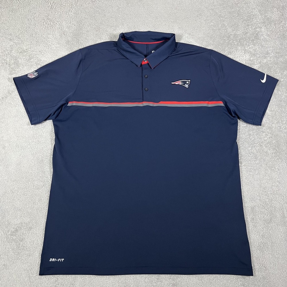 New England Patriots Nike Polo Shirt Mens XL Navy Blue Logo On Field Dri Fit